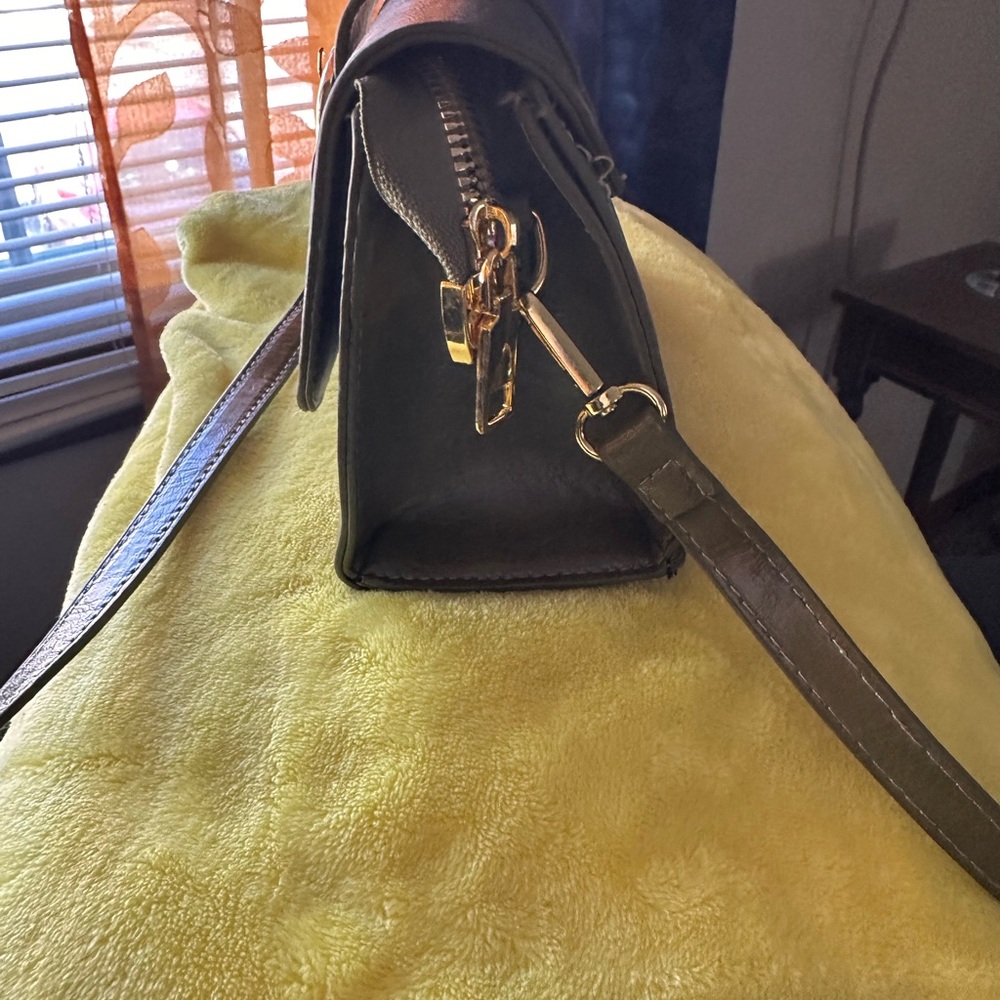 Elegant Army Green Vegan Leather Crossbody - Picture 15 of 16